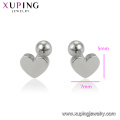 E-618 Xuping Jewelry Fashion Rhodium color diseño simple aretes en forma de corazón pendientes